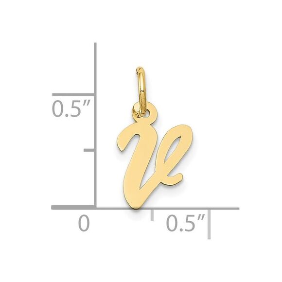 10k Yellow Gold Small Script Initial V Charm - Picture 3 of 4